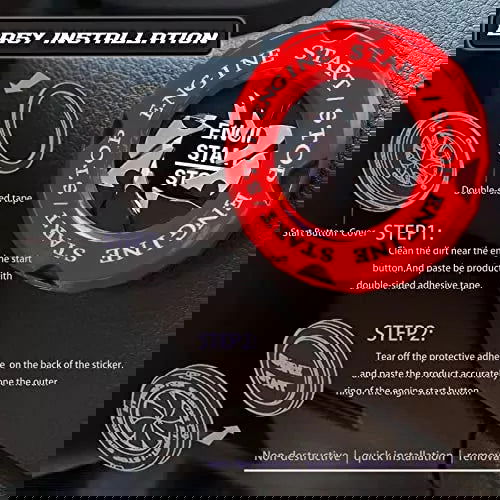 ( লাল কালার ) Aluminum Made Key Start Button Cover Decorative Rotary Push To Start Button Cover - China To BD Web