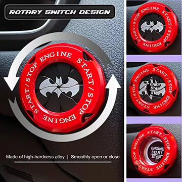 ( লাল কালার ) Aluminum Made Key Start Button Cover Decorative Rotary Push To Start Button Cover - China To BD Web