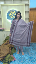 100% Cotton Jamdani Handloom Shalwar Kameez-Ash Color - China To BD Web