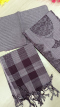 100% Cotton Jamdani Handloom Shalwar Kameez-Ash Color - China To BD Web