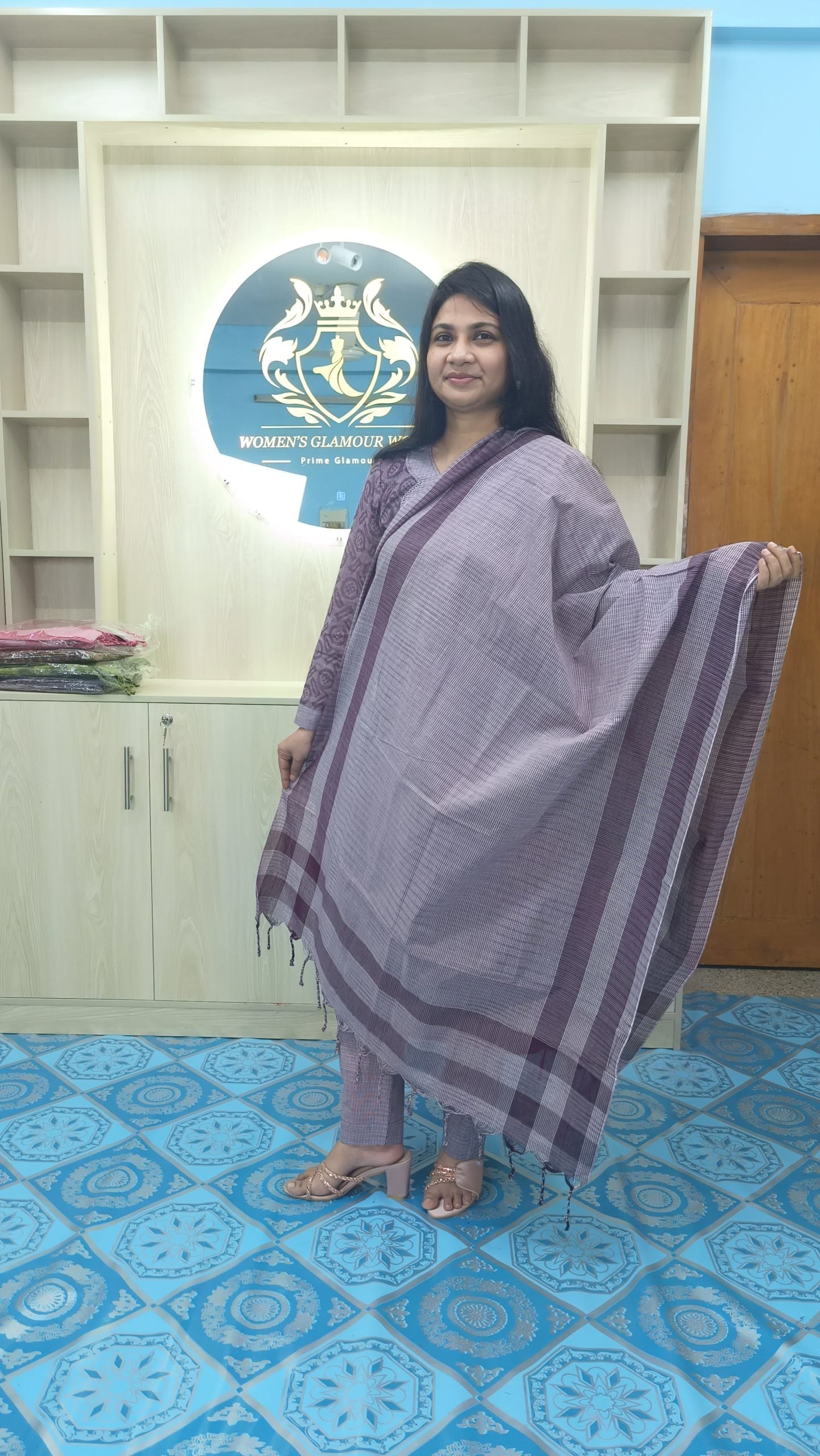 100% Cotton Jamdani Handloom Shalwar Kameez-Ash Color - China To BD Web