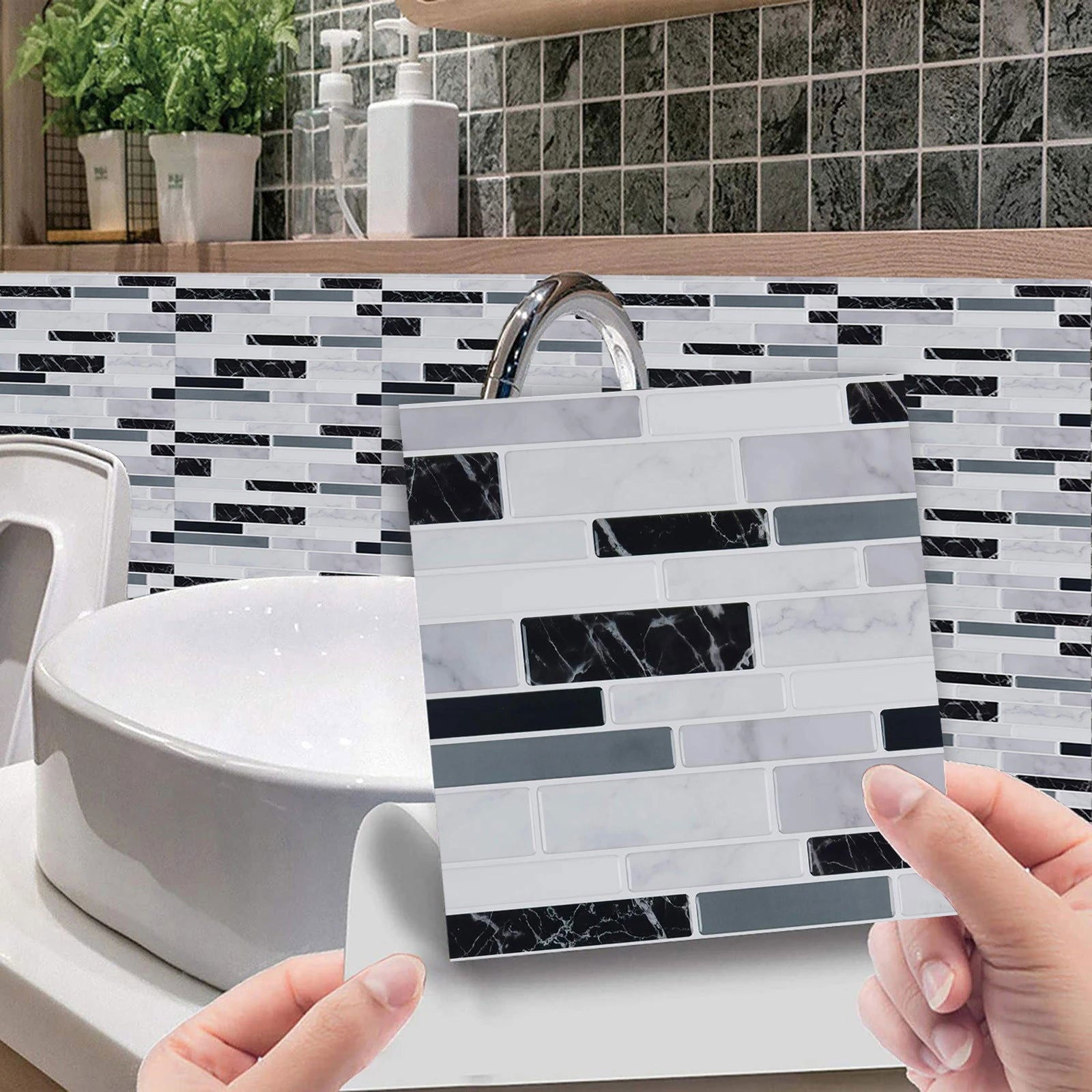 1Set 10pc Self Adhesive Tile 3D Sticker Kitchen Bathroom Wall Sticker Decoration - China To BD Web