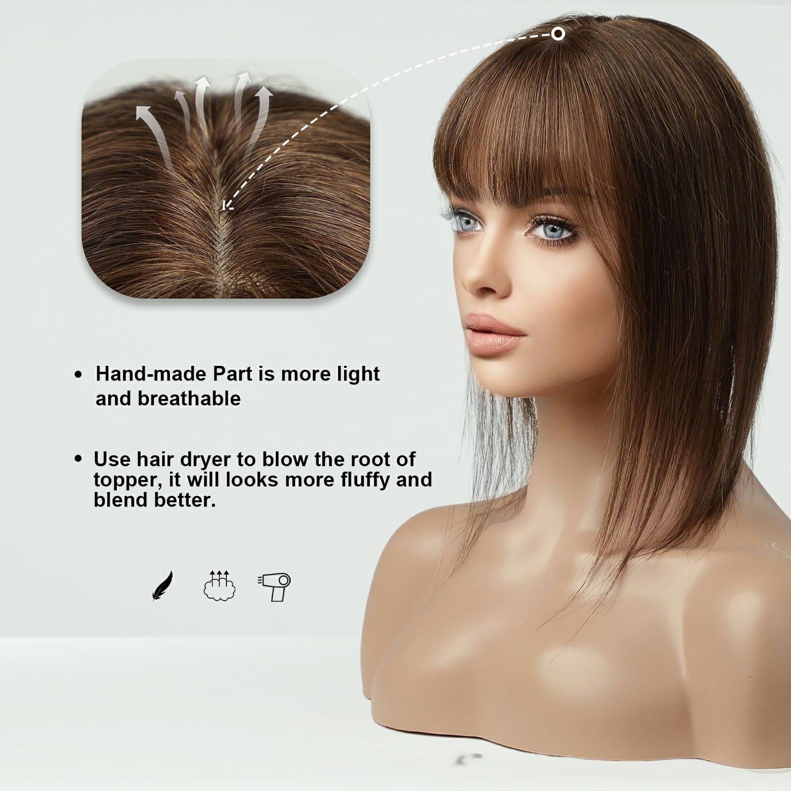 ( ডার্ক ব্রাউন ) Clip In Hair Piece Women Real Hairpiece - China To BD Web