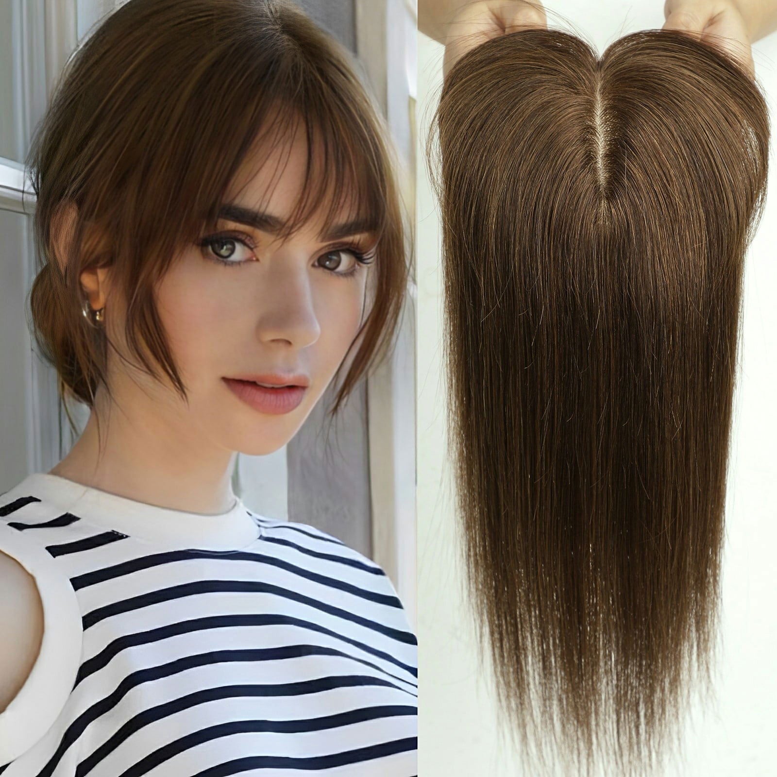 ( ডার্ক ব্রাউন ) Clip In Hair Piece Women Real Hairpiece - China To BD Web