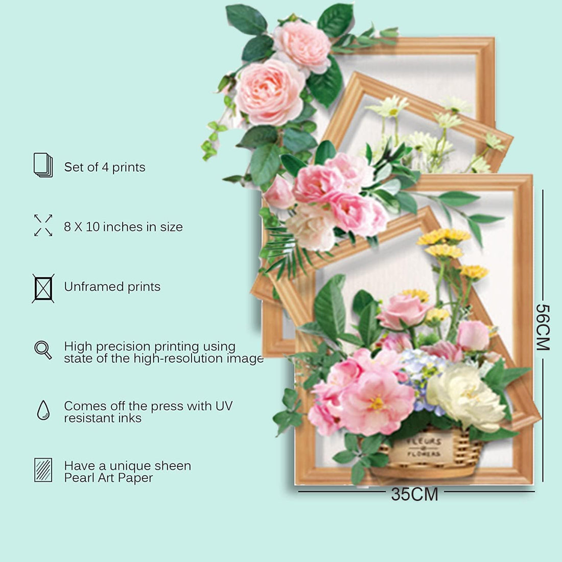 (৪ পিচের সেট) Flower Baskets Wall Stickers DIY Plants - China To BD Web