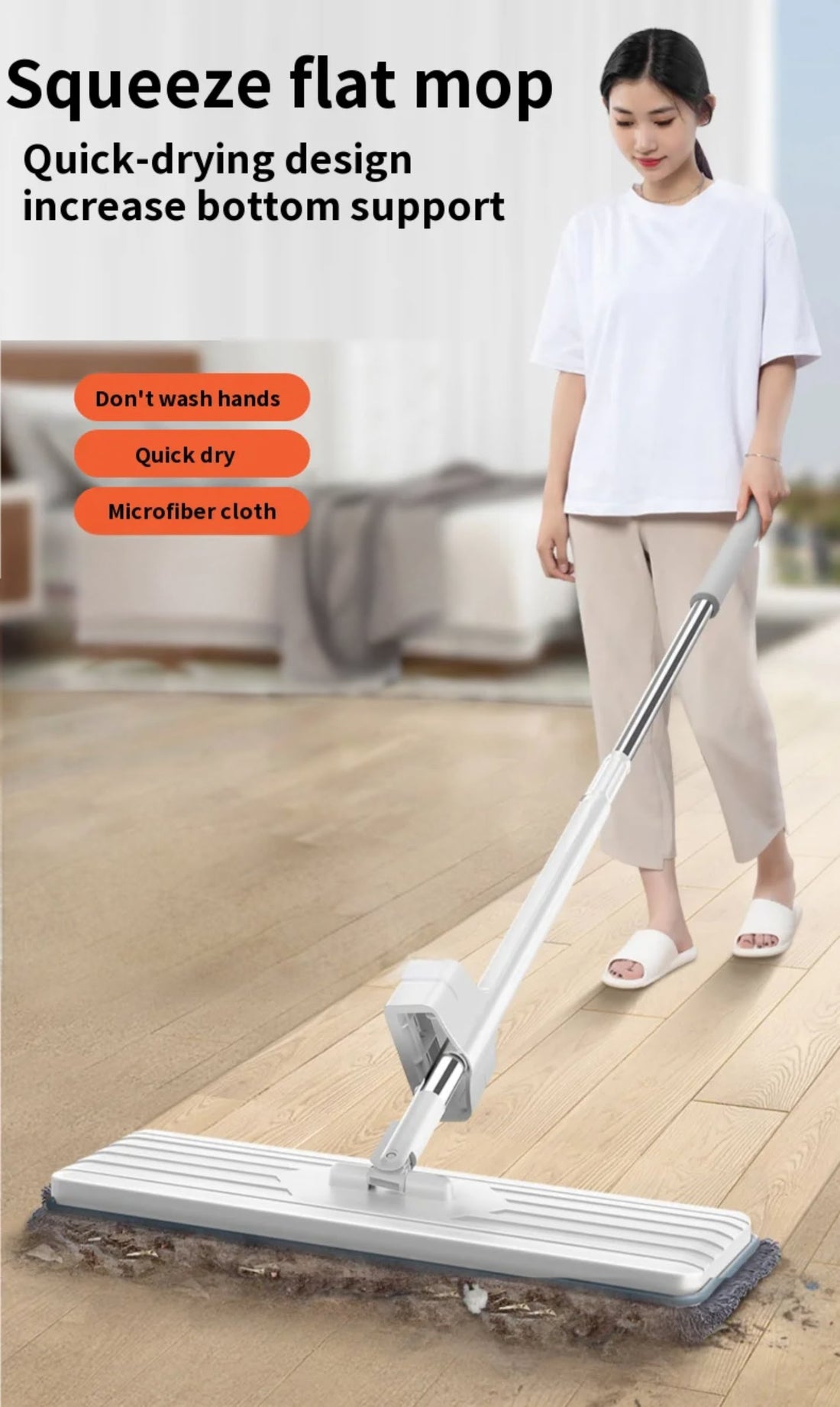 Hand-free Washing Floor Mops Flat Squeeze Mops 360 Degree Spin Head Microfiber Mops Pads For Home Household Cleaning Tools - China To BD Web
