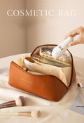 Large Pu Leather Travel Cosmetic Bag (Brown) - China To BD Web