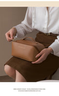 Large Pu Leather Travel Cosmetic Bag (Brown) - China To BD Web