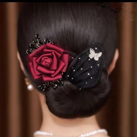 ( রেড ওয়াইন কালার ) Rose Invisible Hair Coiler Lazy People Hairpin Fabric Hair Accessories Hair Clips for Women - China To BD Web