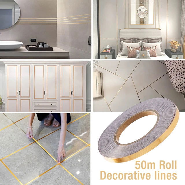 ১৬৬ ফুট ( গোল্ডেন কালার ) Self-adhesive Tile Gap Tape Wall Sealing Tape Gold Floor - China To BD Web