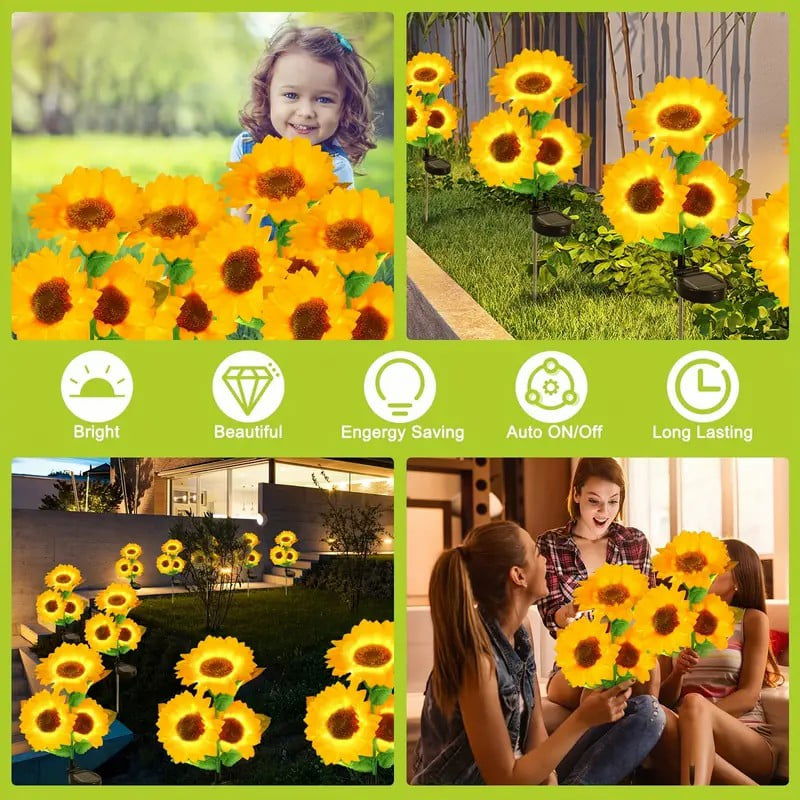 ( ৩ পিচের সেট সোলার লাইট ) Three Head Solar Sunflower Light LED - China To BD Web