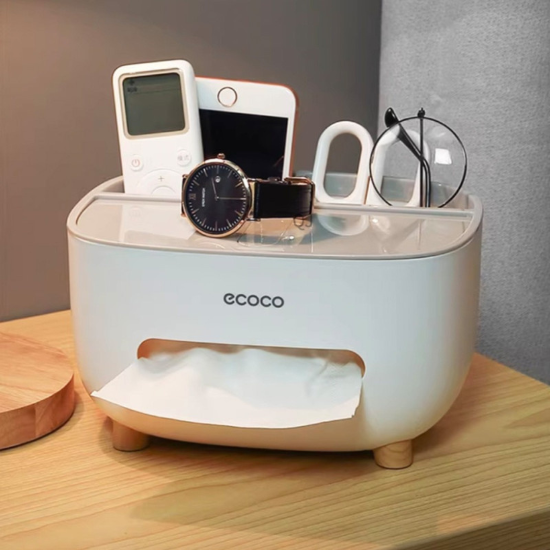 Multifunction Rectangular Tissue Box Cover Holder with Storage – Stylish & Useful!