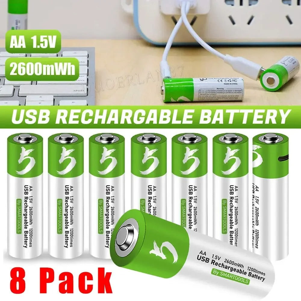 Original 1.5V AA USB Rechargeable Battery-১০পিচ